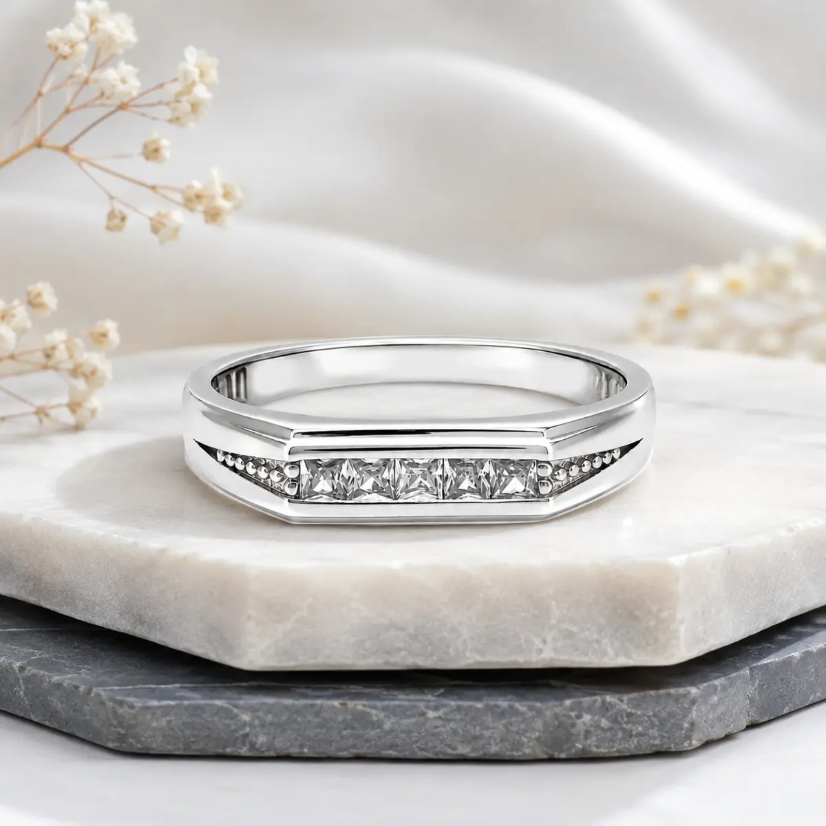 925 Sterling Silver Ring Elegant Stone Studded For Men